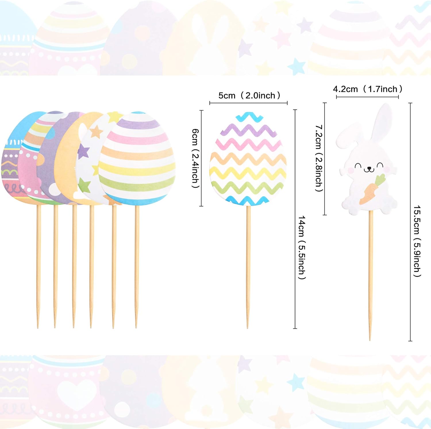 Easter Cupcake topper Bunny Cupcake Toppers Easter Egg Cupcake Topper Rabbit Easter Party Cake Topper Decorations (30pcs)