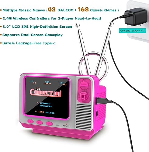 Miniatura 4 de Consola de juegos portátil retro - GV300S 42 JALECO+168 juegos clásicos estilo mini TV con pantalla IPS de 3.0 pulgadas, guarda búsqueda, admite 2