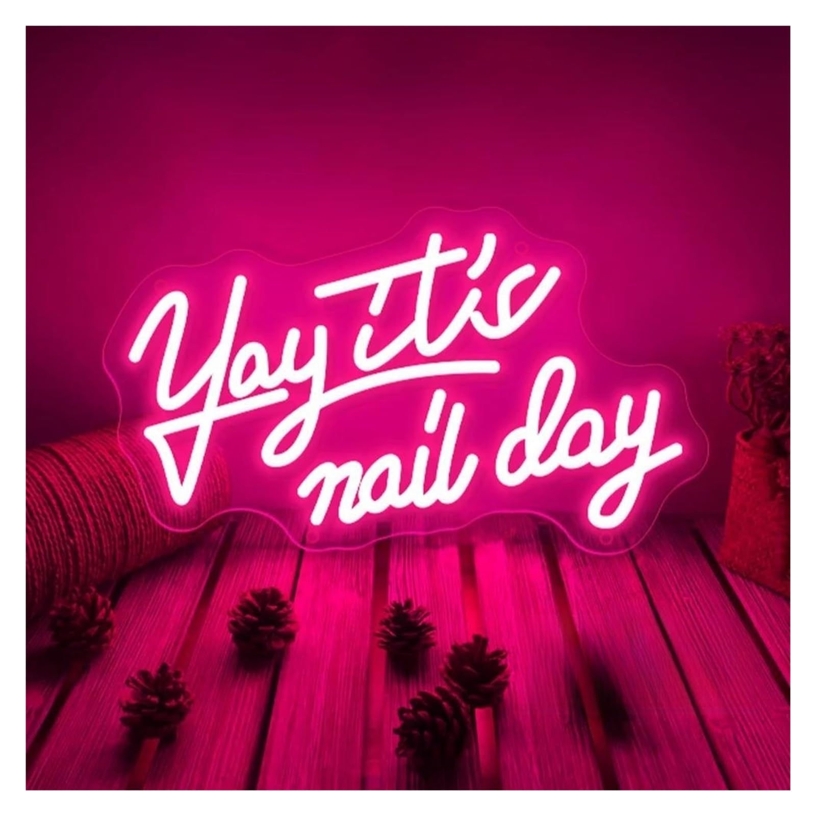 SHOUXI Sign Lamp Yay It's Nail Day Neon Sign Light Dimmable USB Powered for Beauty Room Lash Room Hair Decoration 40cmx23cm