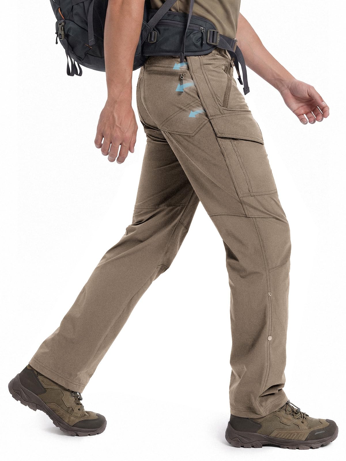 Moosehill Hiking Pants Men Breathable: Mesh Vents Lightweight Quick Dry Water Resistant Stretch 6 Pockets for Outdoor Hikers — view 11