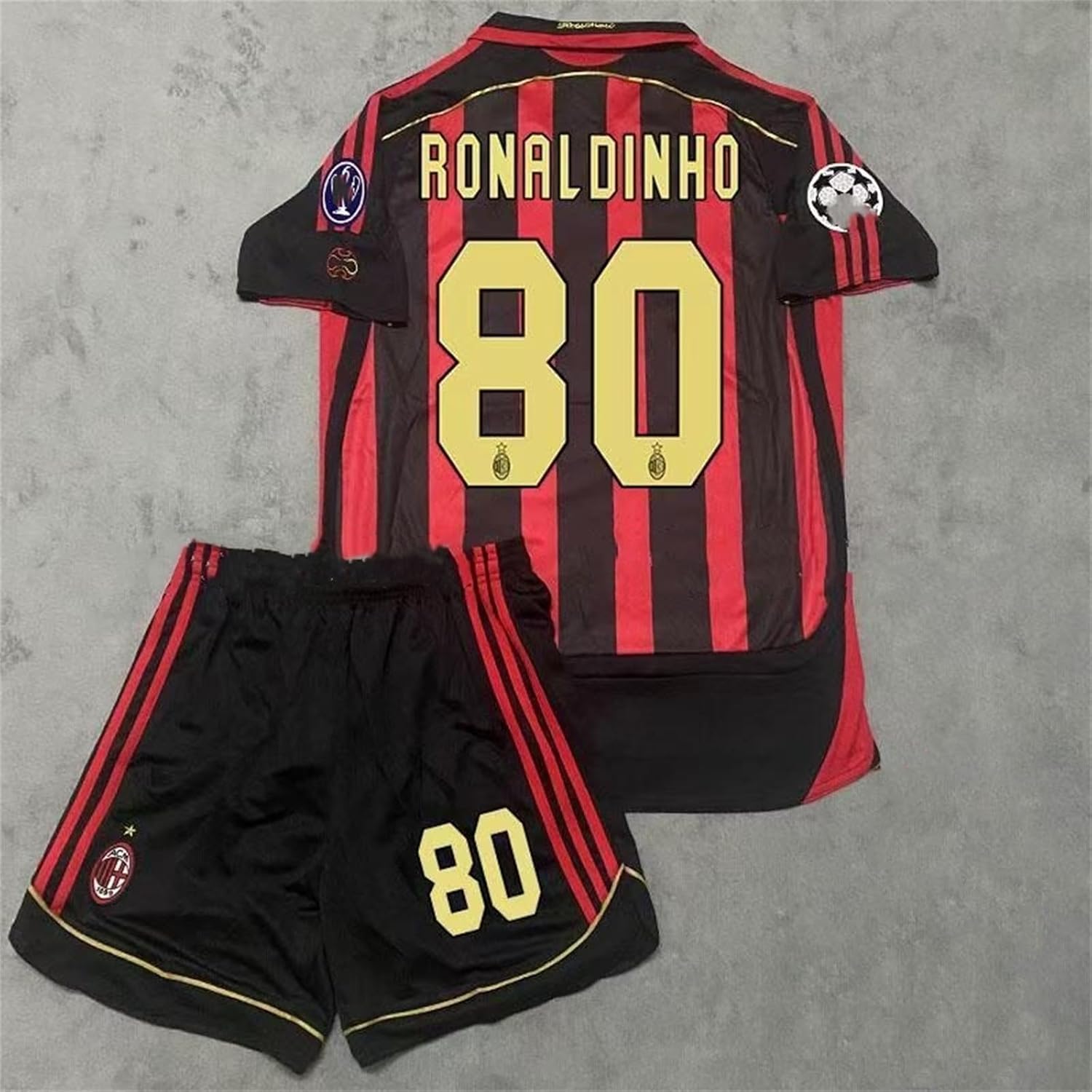 復古 06-07 ホーム アウェイ ACミラン 80番 ロナウジーニョ 半袖 上下