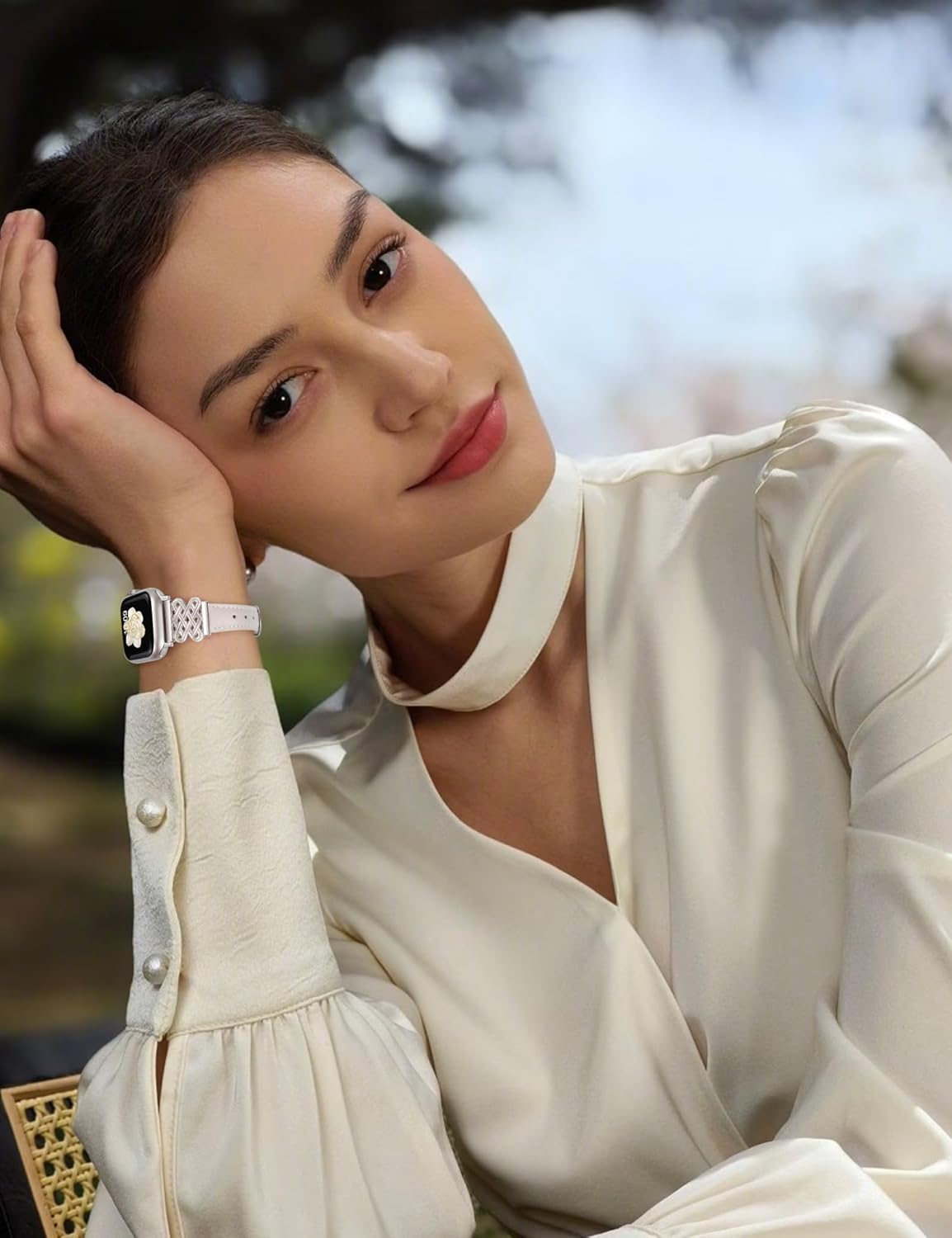 Leather Band for Women Slim Dressy Bands Compatible with Apple Watch 38mm 40mm 41mm 42mm 44mm 45mm 49mm, Designer Interlock Buckle Strap for iWatch Series 10/9/8/7/6/5/4/3/2/1/SE/Ultra - Image 7