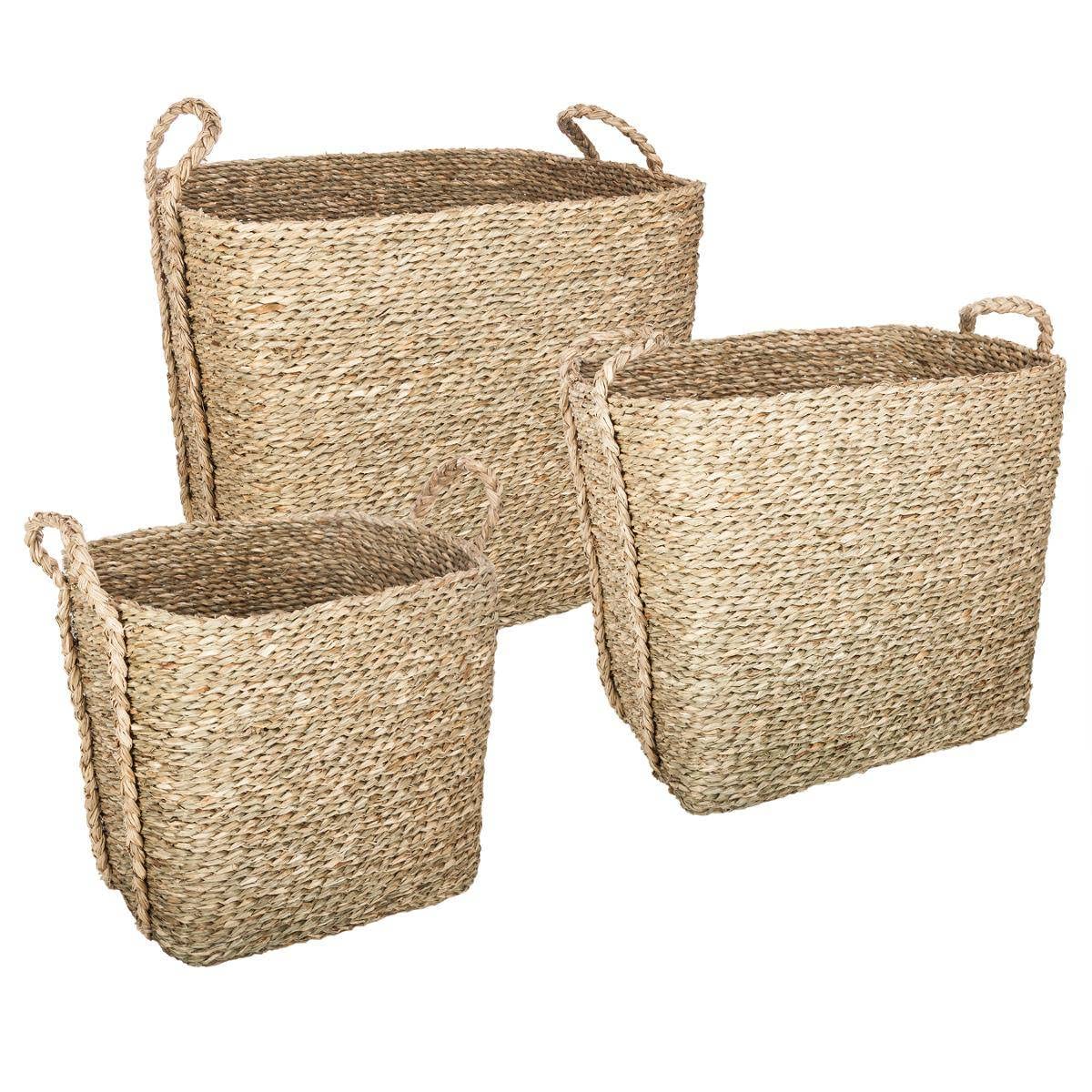 Atmosphera - Set di 3 cestini rettangolari Seagrass