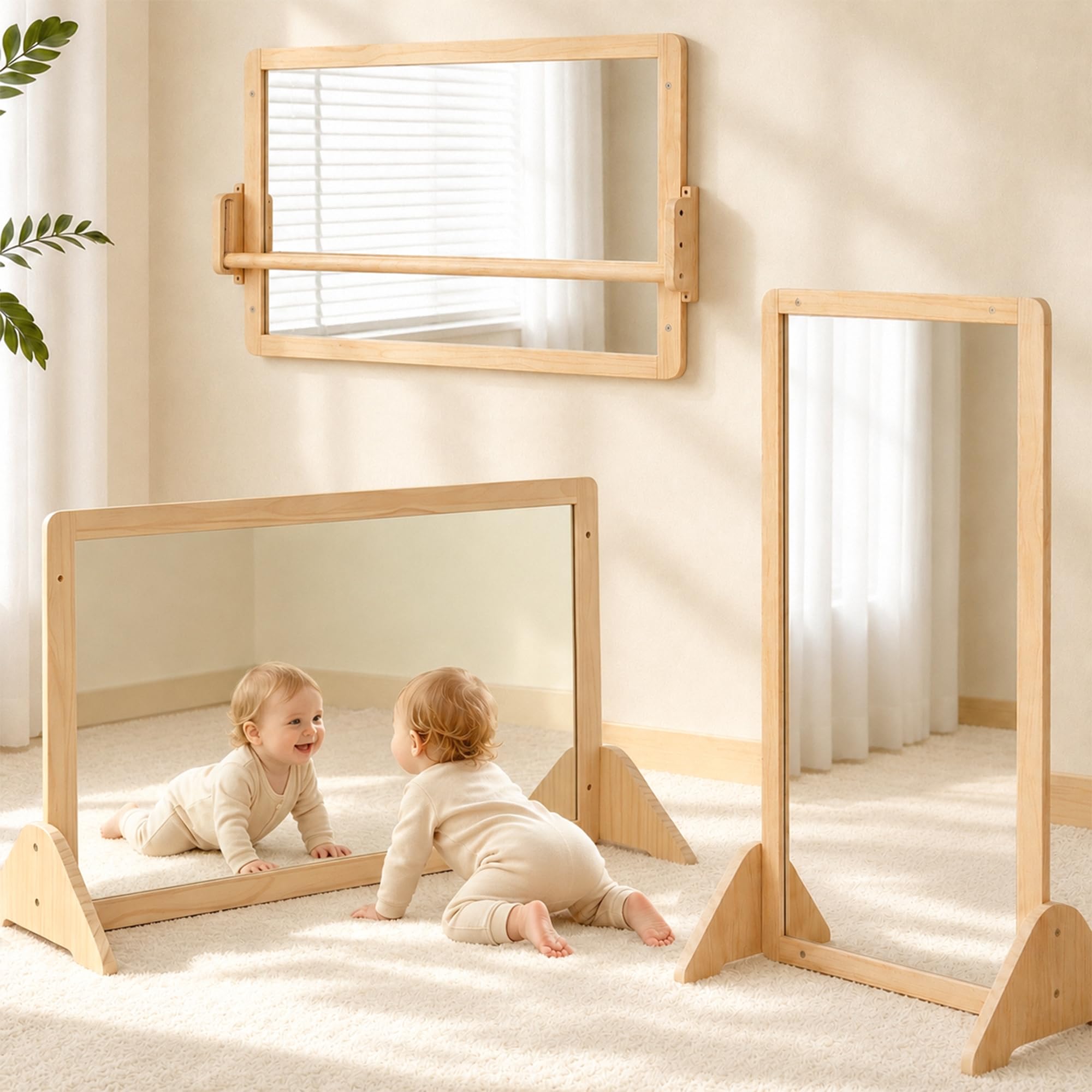 Photo 1 of Brezlio Montessori Floor Mirror with Pull-Up Bar