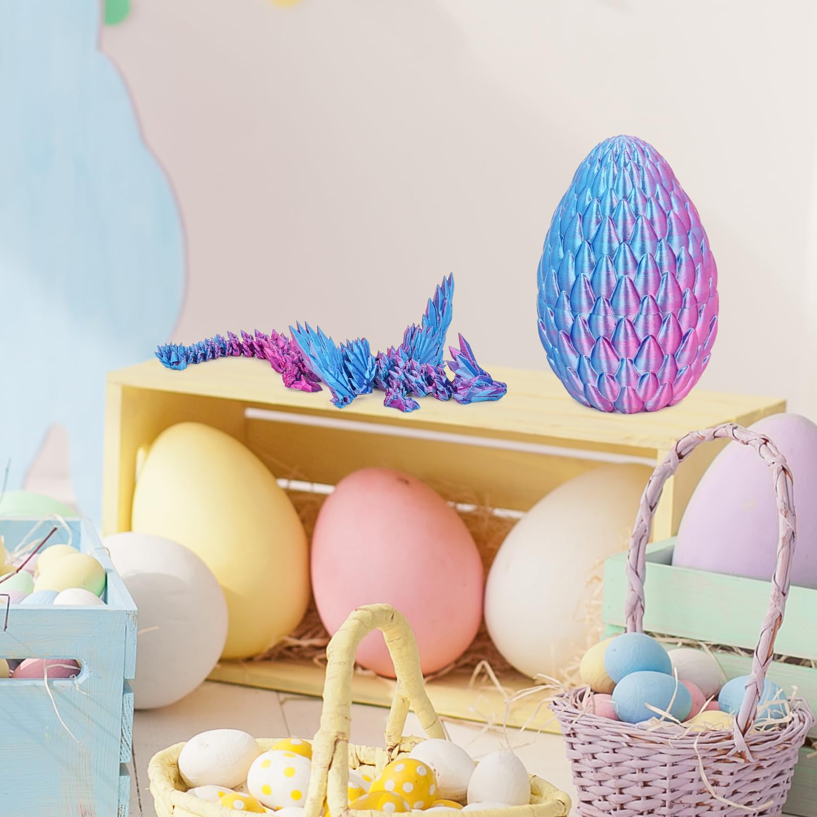 Winged Dragon Inside Surprise Egg Fun Collectible Toy Gift for Kids and Adults, 3D Printed Fantasy Dragon Ideal for Christmas Easter Birthdays and Holiday Decorations (Purple, Medium) - Image 3
