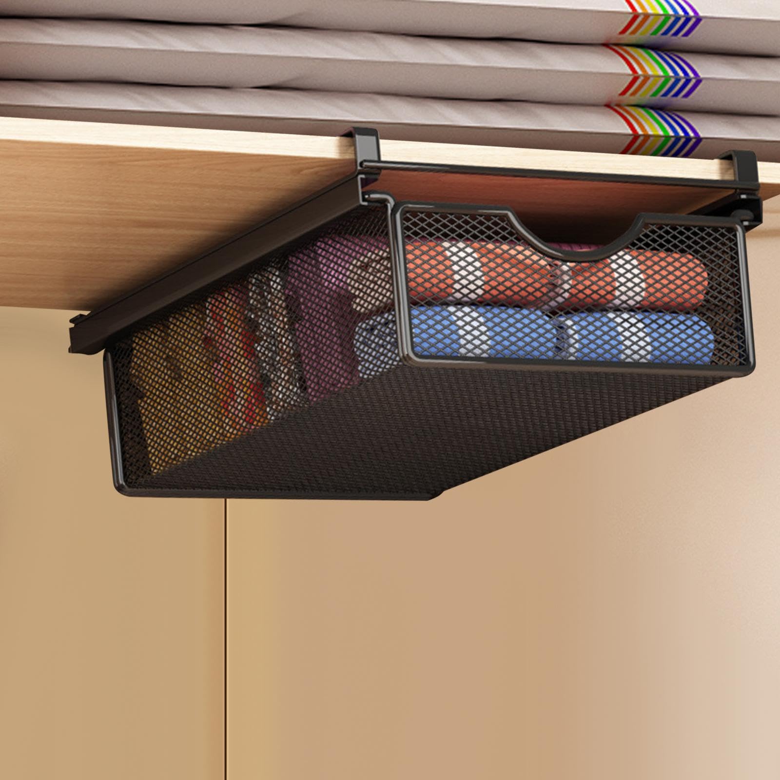 Cassetto Estraibile Sospeso, Cestino Portaoggetti Salvaspazio in Rete per Camera Da Letto, Xs