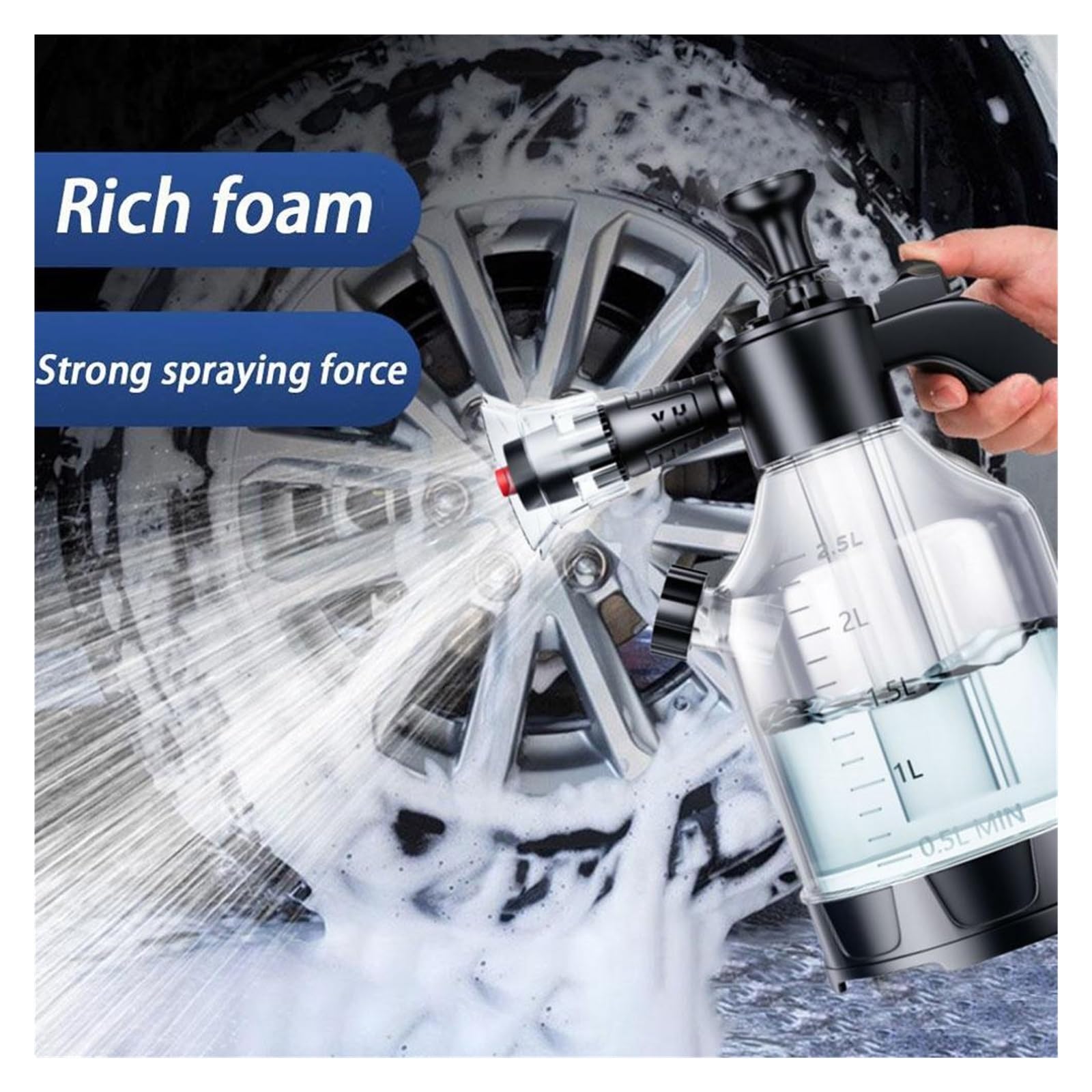 3L Handpumpen-Schaumsprüher Mit 3 Düsentypen, Pneumatische Kanone, Schnee-Autowasch-Sprühflasche, Fensterreinigung(White)