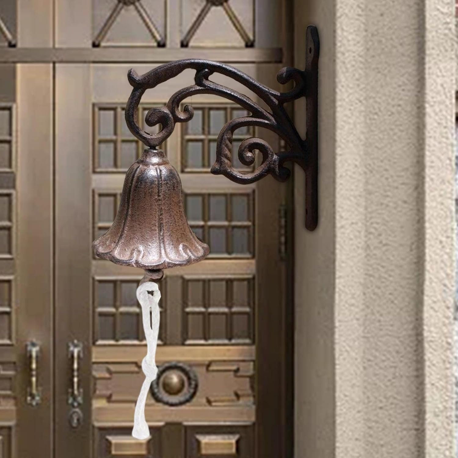 Antique Decorative Doorbell, Heavy Duty Cast Iron Wall Bell, Wall Decoration Wall Mounted Sculpture Manually Shaking Chime Retro Wall