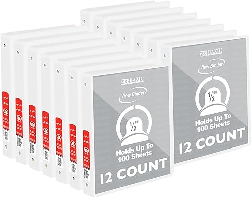 Vista 16 de BAZIC Products Carpeta organizadora de 3 anillas de 1/2 pulgada con vista económica, color negro, anillo redondo, capacidad para 100 hojas de papel