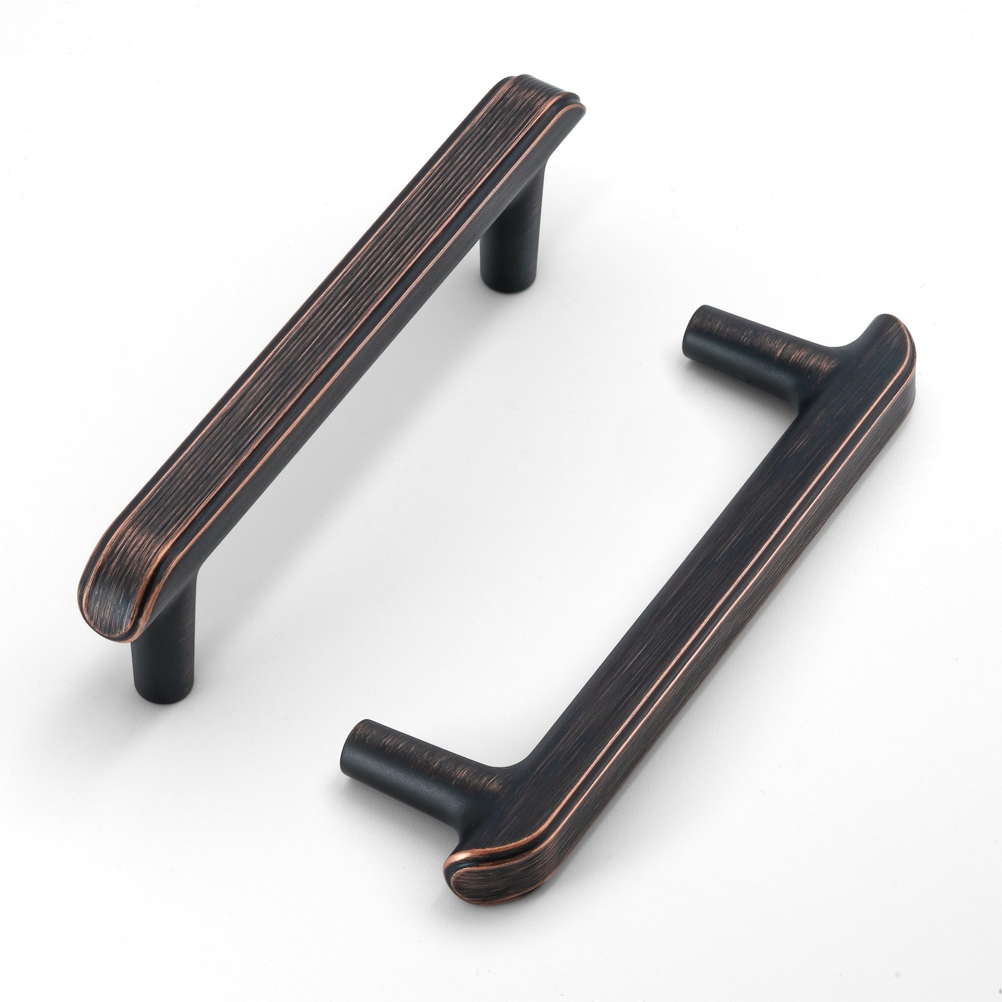 HESTIA HARDWARE 10 Pack Cabinet Hardware Oil Rubbed Bronze Cabinet Pulls 3-3/4 Inch (96mm) Center to Center - Minimalist Knurled Cabinet Hardware