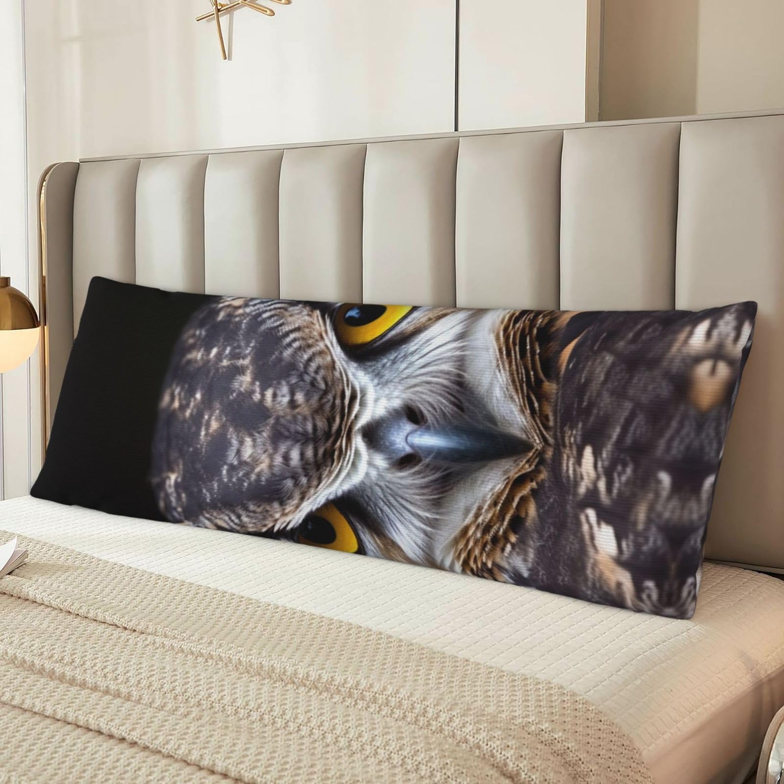 Yellow Eyed owl Body Pillow Case Cover, Microfiber Long Pillow Cases, Ultra Soft and Cozy Plush Body Pillowcase Decorative Long Bed Pillow Cover for Sleeping 20x54 Inches