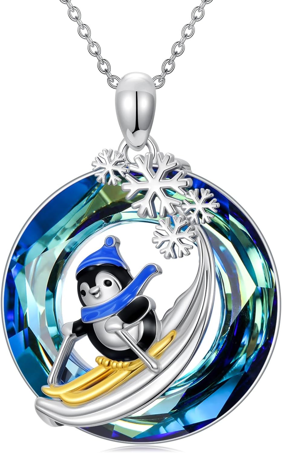 Penguins Necklace for Women 925 Sterling Silver Penguins Pendant Jewelry Christmas Birthday Gifts for Women Sister Daughter