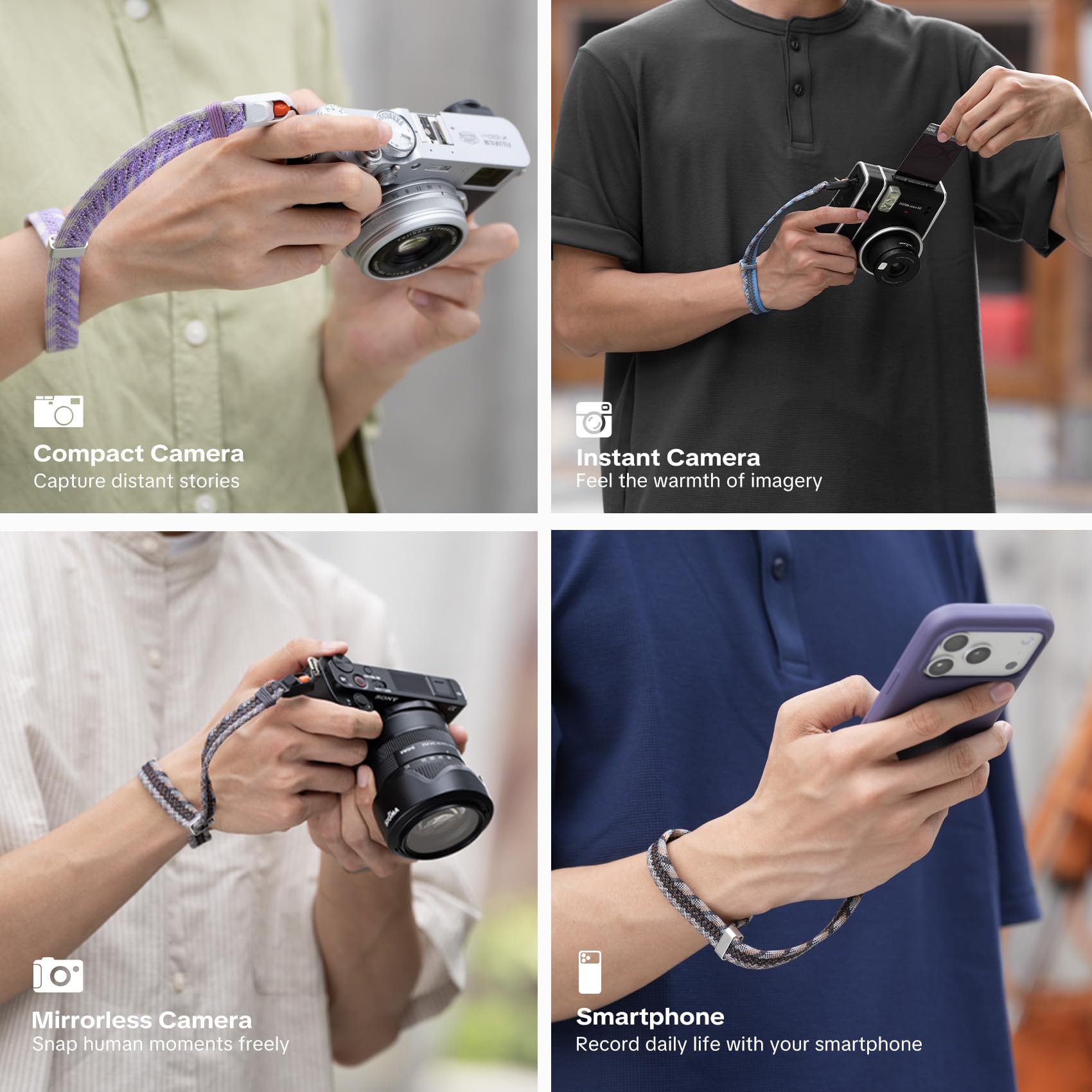 PGYTECH Kamera Handschlaufe Slim Schnellverschluss Verstellbarer für Kompakt/System/Sofortbild Kameras Handykette, Kompatibel mit Sony RX100/Canon G7X/Ricoh GR/Leica/Fujifilm, Trendy Stil