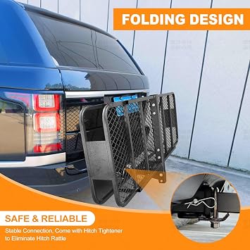 60x 20x 6 Folding Trailer Hitch Mount Cargo Carrier with 58x24x19 Waterproof Bag, Stabilizer, Net & Straps 500LBS Capacity, Powder Coating Luggage Rack Basket Car Storage, Fits 2 Receiver
