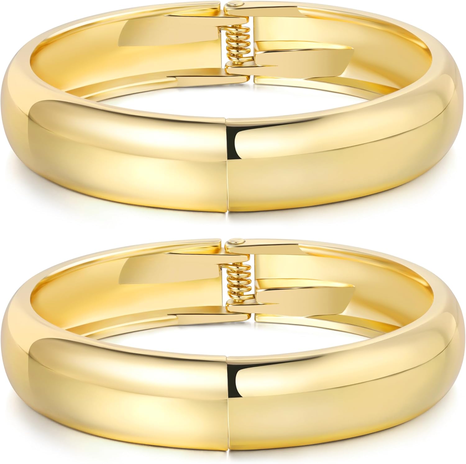 Valentines Day Gifts for Her, Gold Bangles Bracelets for Women Chunky Gold Cuff Bracelet Set 2PCS Trendy Bracelet for Women Irregular Cuff Hinged Wide 14K Gold Plated Bracelet - Image 5