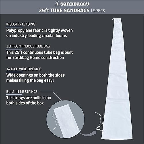Miniatura 2 de Sandbaggy Sacos de arena de tubo vacío de 25 pies con protección UV  Construye hogares de bolsas de tierra más rápido  Protege hogares y negocios de