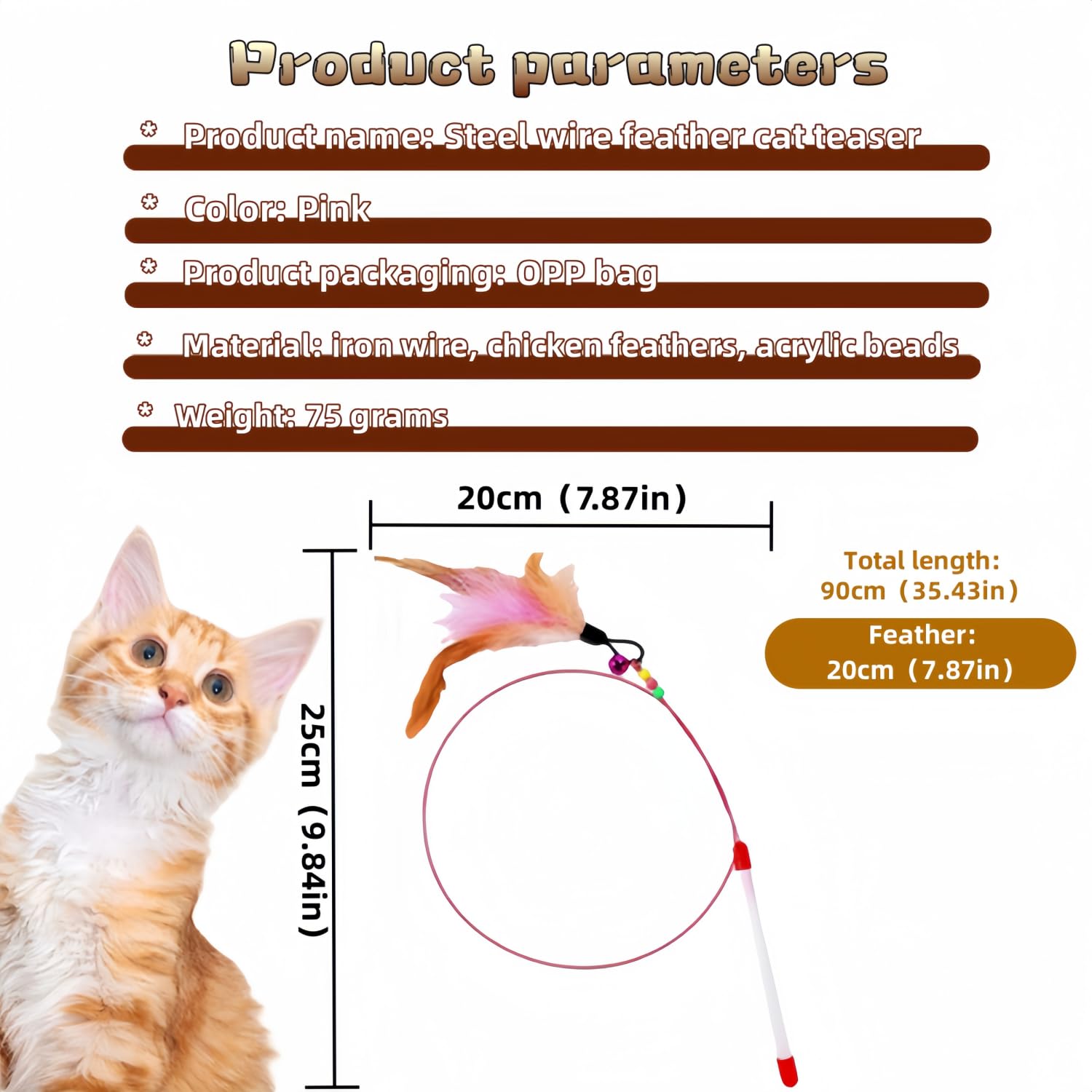 qixiang 3 Pcs Cat Wand Toy,Interactive Catcher and Exerciser Wand for Cats and Kitten Playing,with Bell for Indoor Cat - Image 2