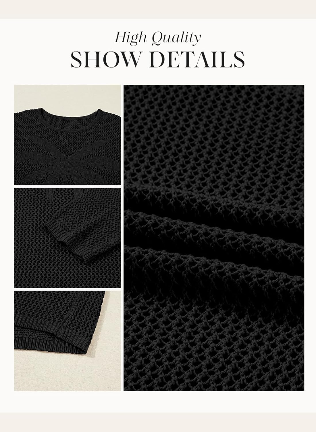 Dokotoo Womens Fashion 2026 Summer Crochet Hollow Out Long Sleeve Sweaters Casual Crewneck Pullover Shirt Beach Coverup - Image 5