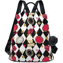 Fustylead Alice Chess Board Backpack Purse for Women Fashion Ladies Shoulder Bags Large Travel Bag
