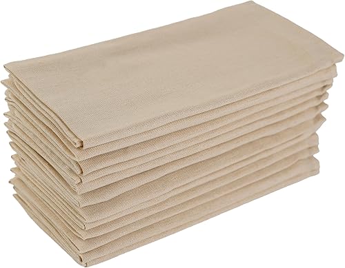 Miniatura 6 de Servilletas finas de tela mezclada de color sólido  Juego de 12 (15.7 x 15.7 in)  para eventos y uso doméstico (beige)