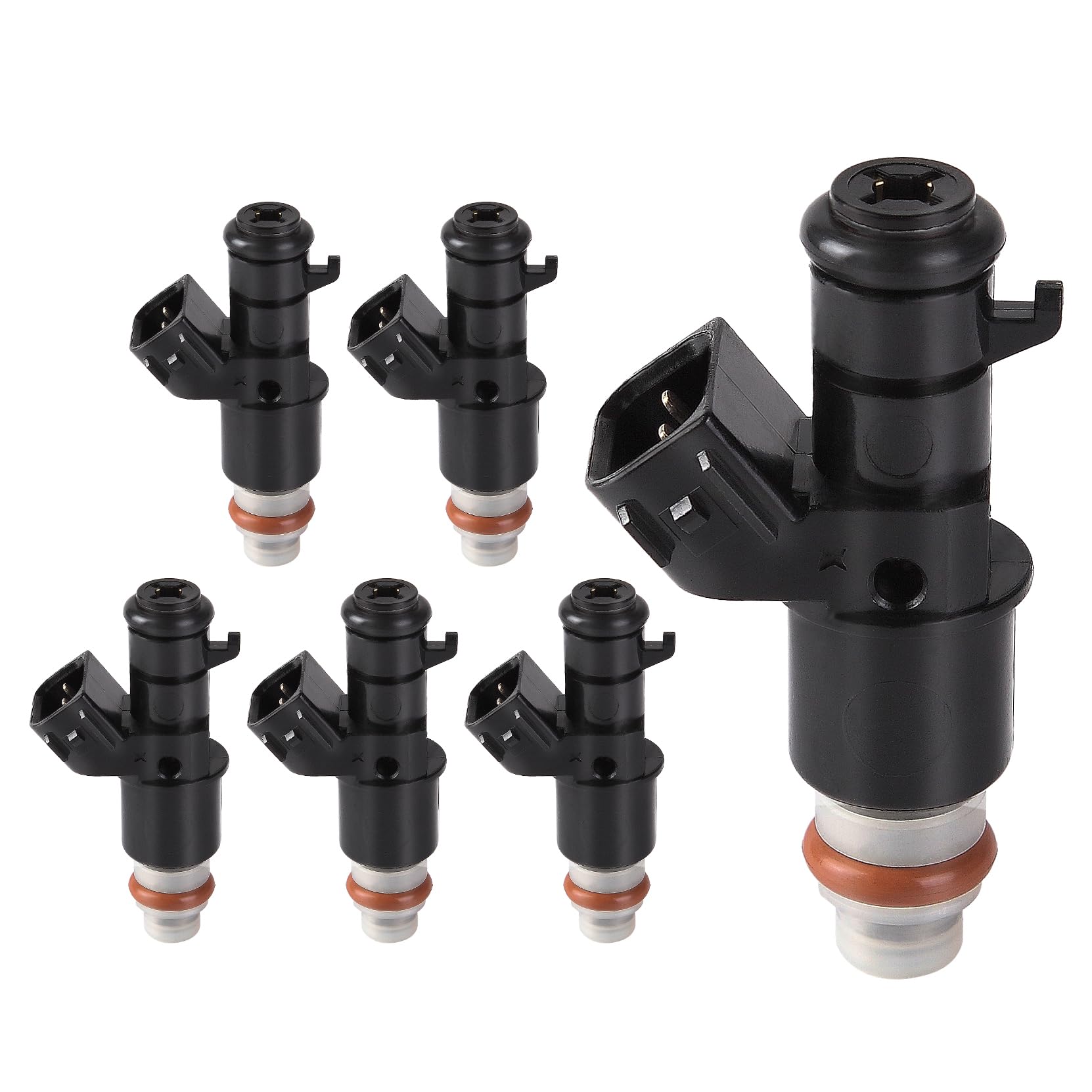 Fuel Injectors Fits for Acura MDX 3.5L 2003-2006, TL 3.2L 2004-2008, for Honda Accord 3.0L 2003-2007, Odyssey Pilot Ridgeline 3.5L 2005-2015 Replace 16450-RCA-A01 8 Holes Set of 6