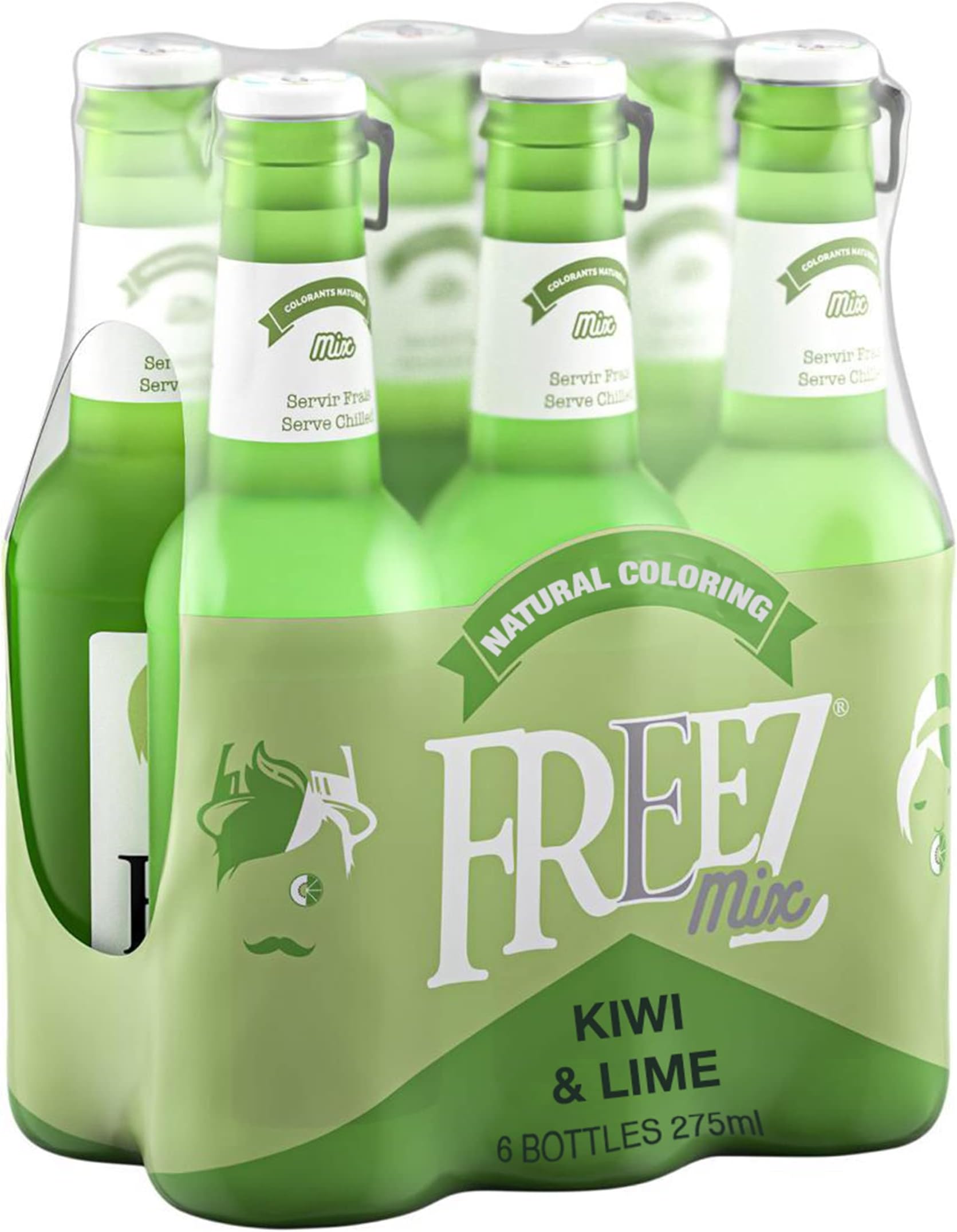 Carbonated Soda Flavored Cold Drink Non Alcoholic Kiwi & Lime Mix 275 Ml Each, Pack Of 6, Green