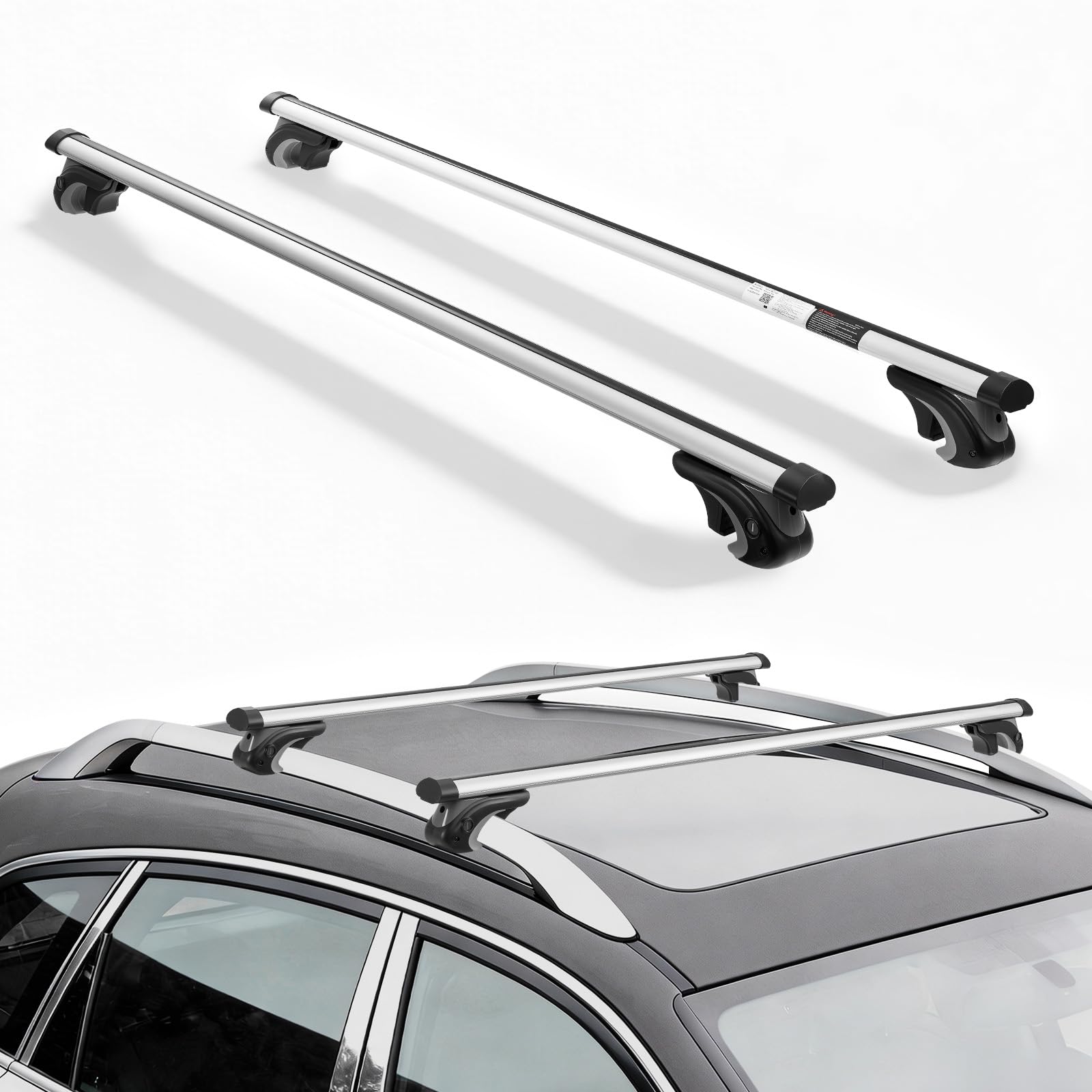 VEVOR Bagażnik dachowy do samochodu SUV, bagażnik dachowy, maksymalne obciążenie 90 kg długości 1420 mm, 2 sztuki do uniwersalnych aluminiowych bagażników, rowerów, podróży, kempingu, wędkowania
