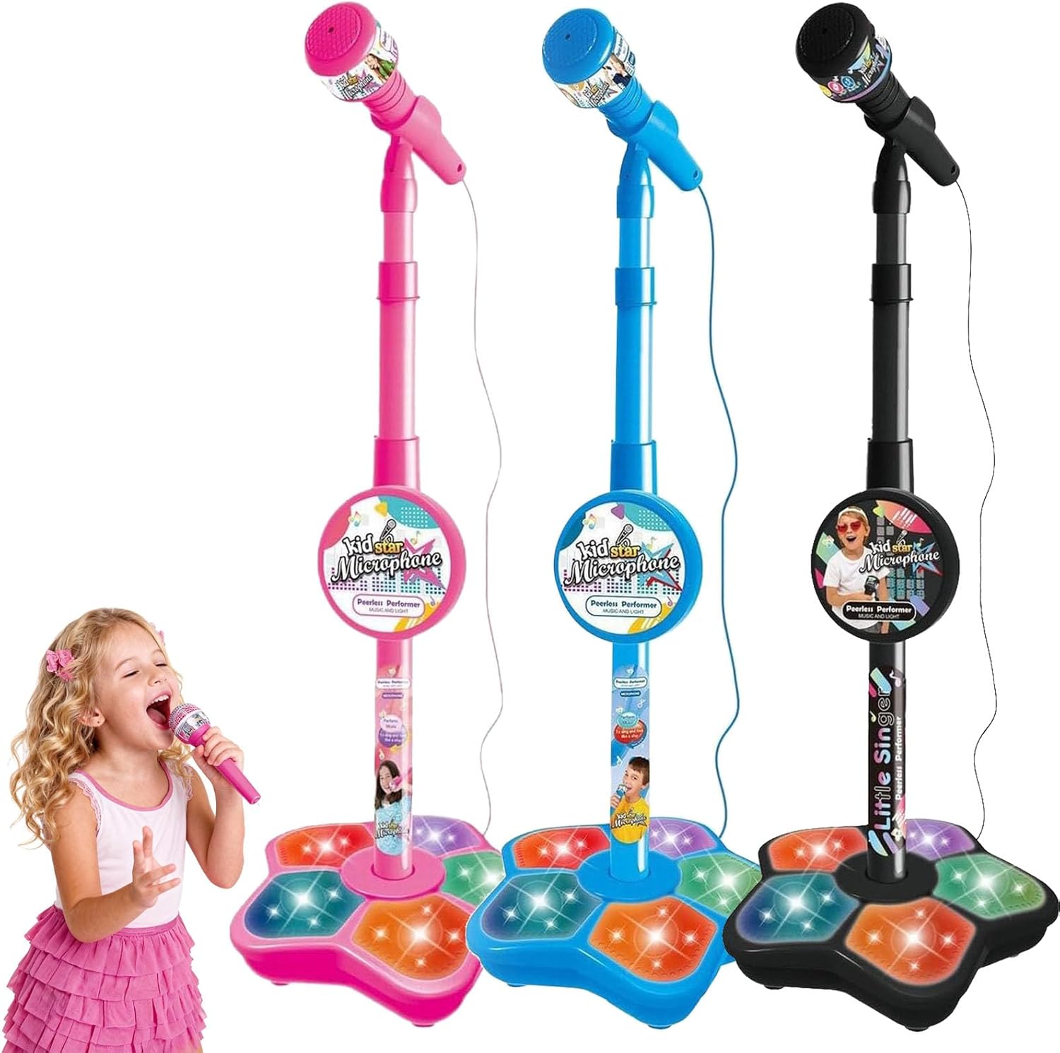 2026 Girls Microphone with Stand,Real Mini Karaoke Machine for Girls Singing,All in One Microphone Toy for Birthday Parties Singing,Portable Karaoke Micro Phone Music Play (3 Pcs)