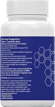 Vitamin B2 Riboflavin | 400mg Migraine Support 180 Capsules | 6 Months Supply | Vegan, High Strength Riboflavin Supplement | Liposomal Delivery for Maximum Absorption | Non-GMO | UK Company