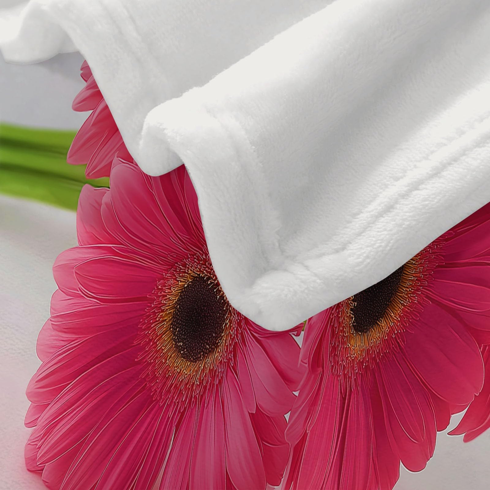 Ciepła flanelowa różowa gerbera, bukiet sherpa koc, 221 x 239 cm, miękki, przytulny, realistyczny koc do fotografii, pluszowy, flanelowy, polarowy, 220 x 240 cm, dla dziewcząt, dzieci, dorosłych, na