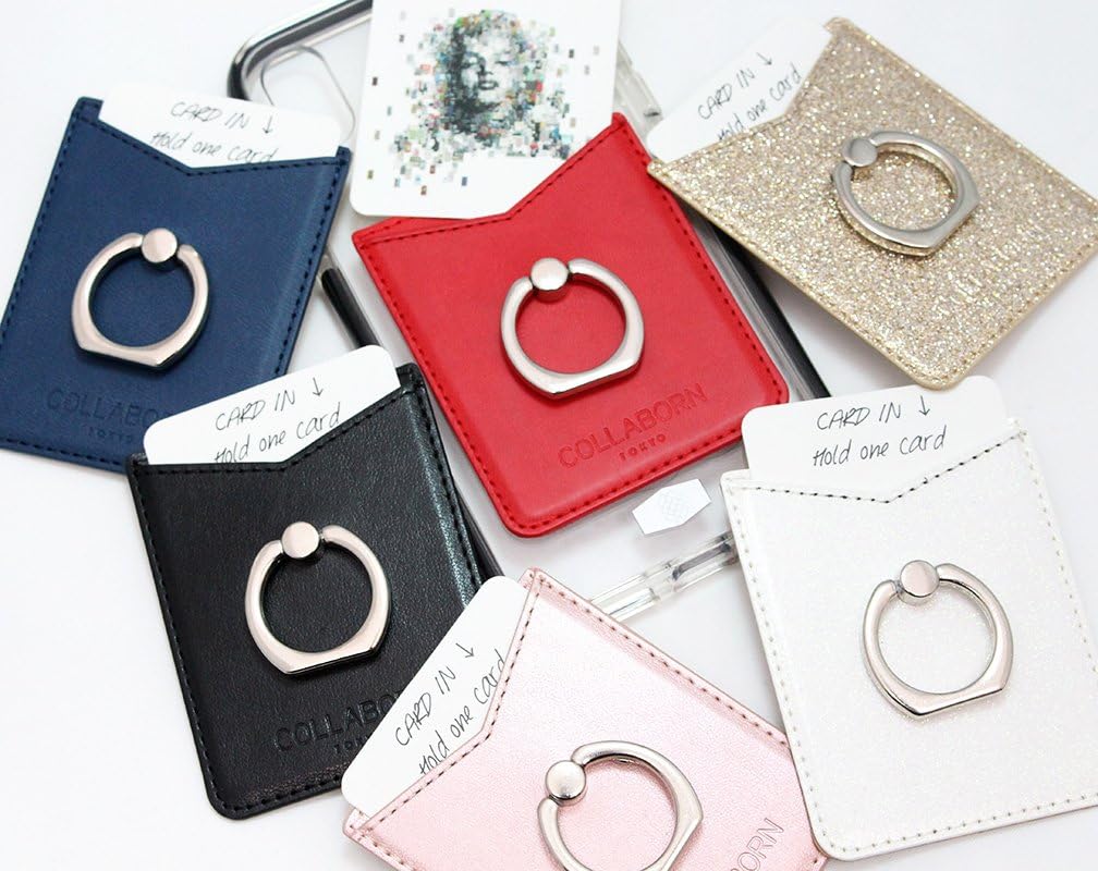 Amazon スマホリング バンカーリング Iphone Android 全機種対応 カード収納 360 回転 スタンド機能 ネイビー Collaborn 家電 カメラ オンライン通販