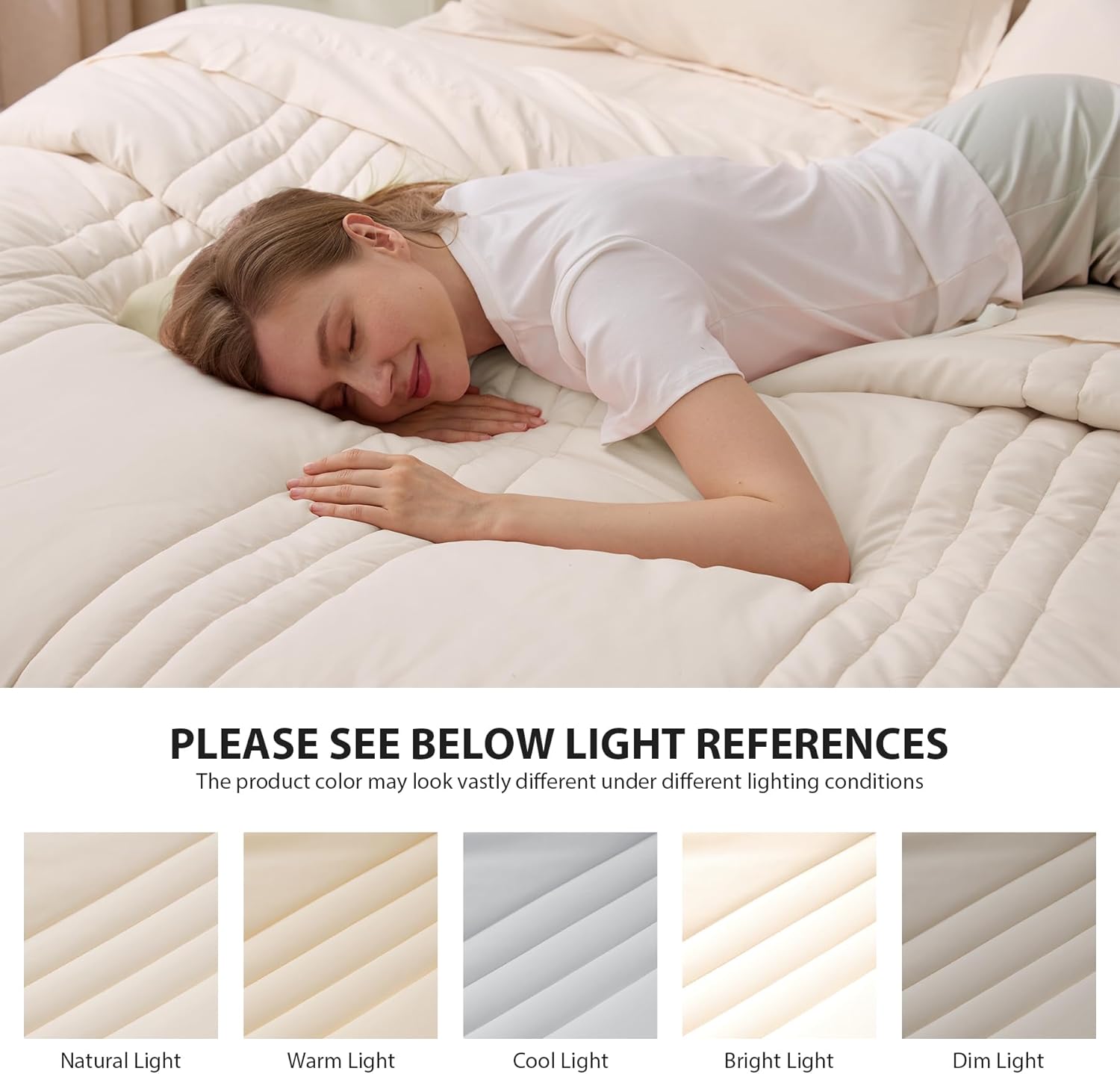 King Comforter Set Beige - Bed in a Bag King Size 7 Pieces, Soft Bedding Set for All Seasons, Premium King Comforter Set with Comforter, Sheets, Pillowcases & Shams - Image 7