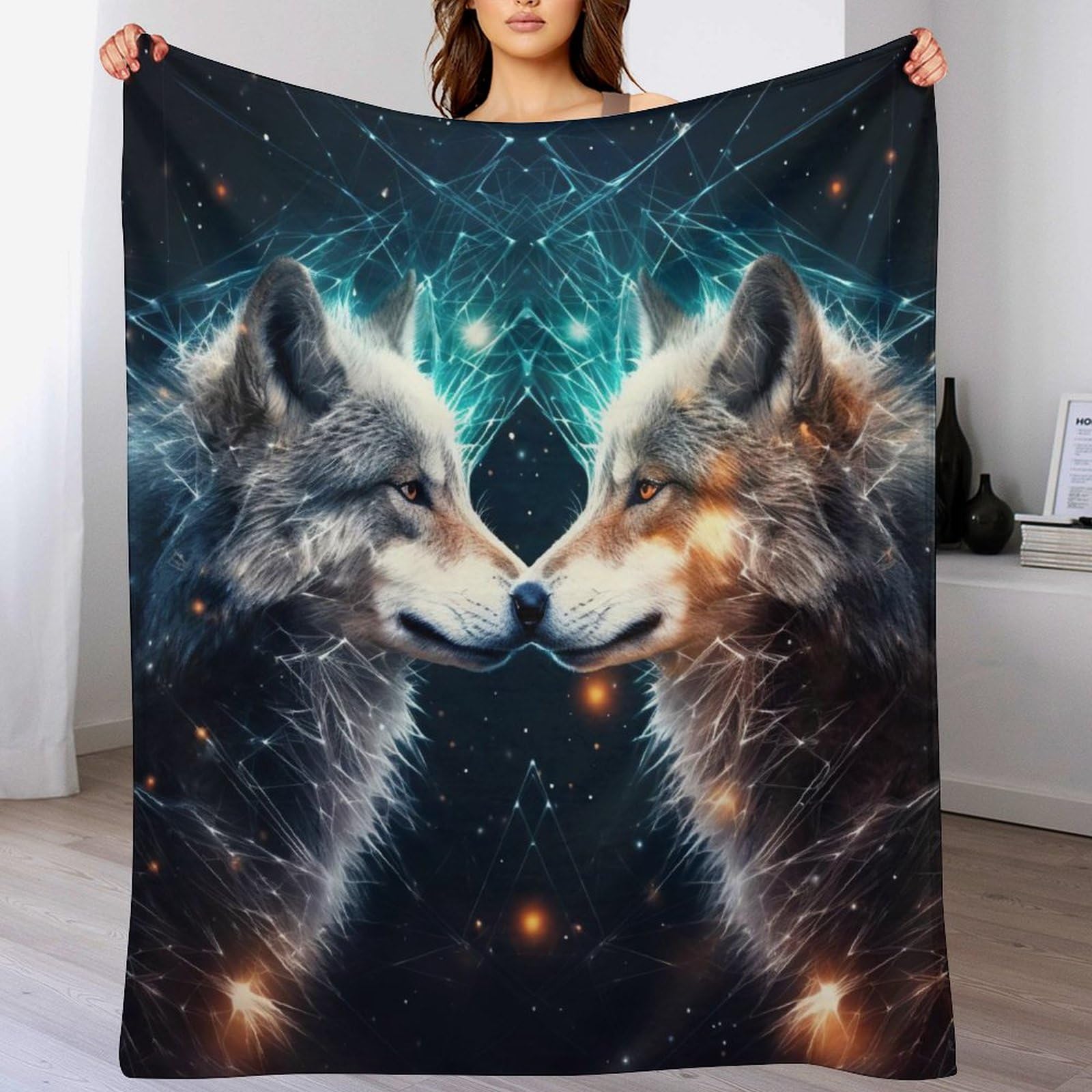 Couvertures de canapé chaude loup contre le froid | Plaid flannel 140x180