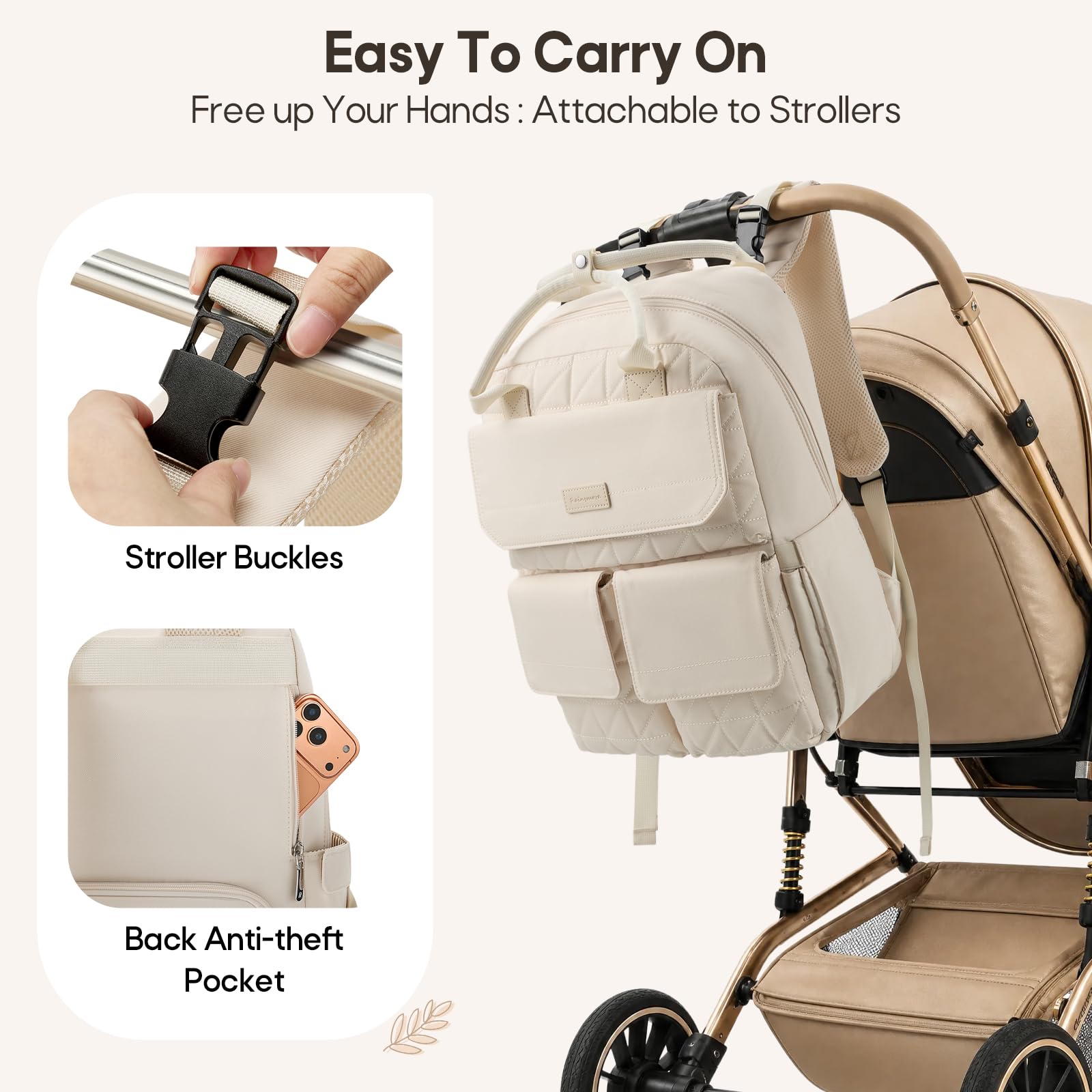 RAINSMORE Sac à Dos à Langer avec Matelas à Langer Pliable et Portable