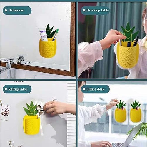 Miniatura 2 de Soporte para cepillo de dientes, soporte de silicona para cepillo de dientes montado en la pared, ventosa, organizador de baño de piña para soporte