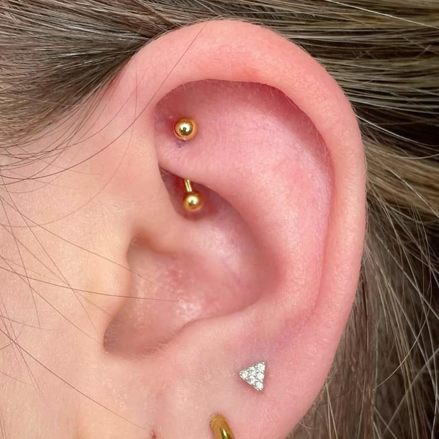 14k Gold Eyebrow Rings, 16G Lip Barbell, Rook Piercing Jewelry, 6mm/8mm Daith, Labret Piercings Body Jewelry