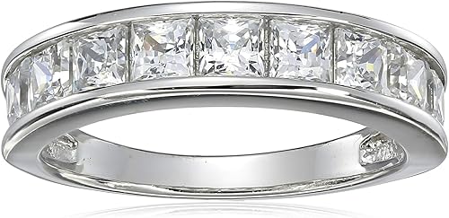 Tienda Essentials Anillo de plata de ley chapado en platino Infinite Elements con circonita cúbica Princess Channel (anteriormente colección Tienda)