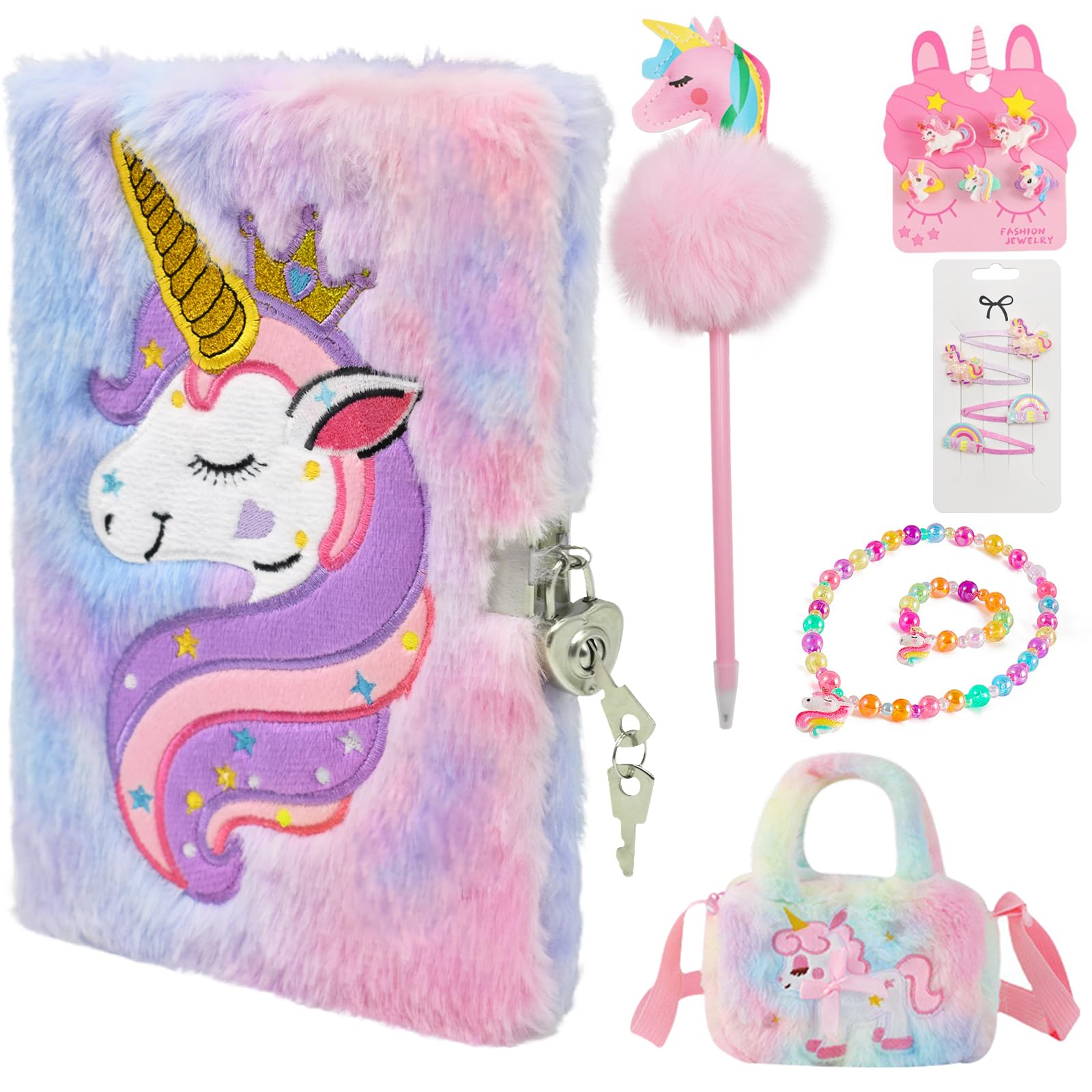 Cyiecw Plsch Unicorn Notebook for Girls Secret Diary with Lock