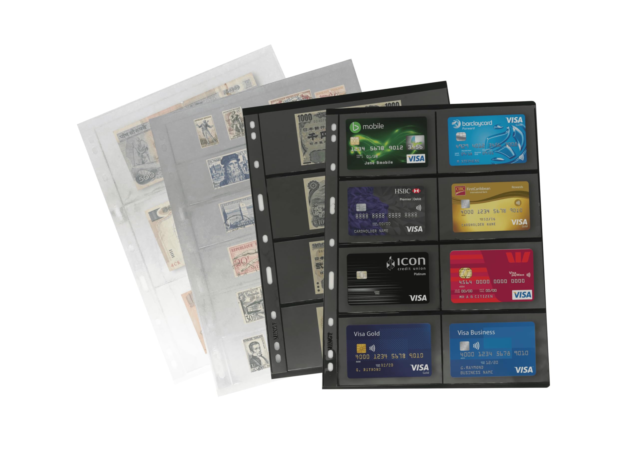 PCCB MINGT 10Pcs Standard 9-Hole Transparent Single-Sided Album Inner Sheets Stamp Banknote Collection Album Inserts Pages For Coin Collecting And Supplies (4 Pockets) - Image 2