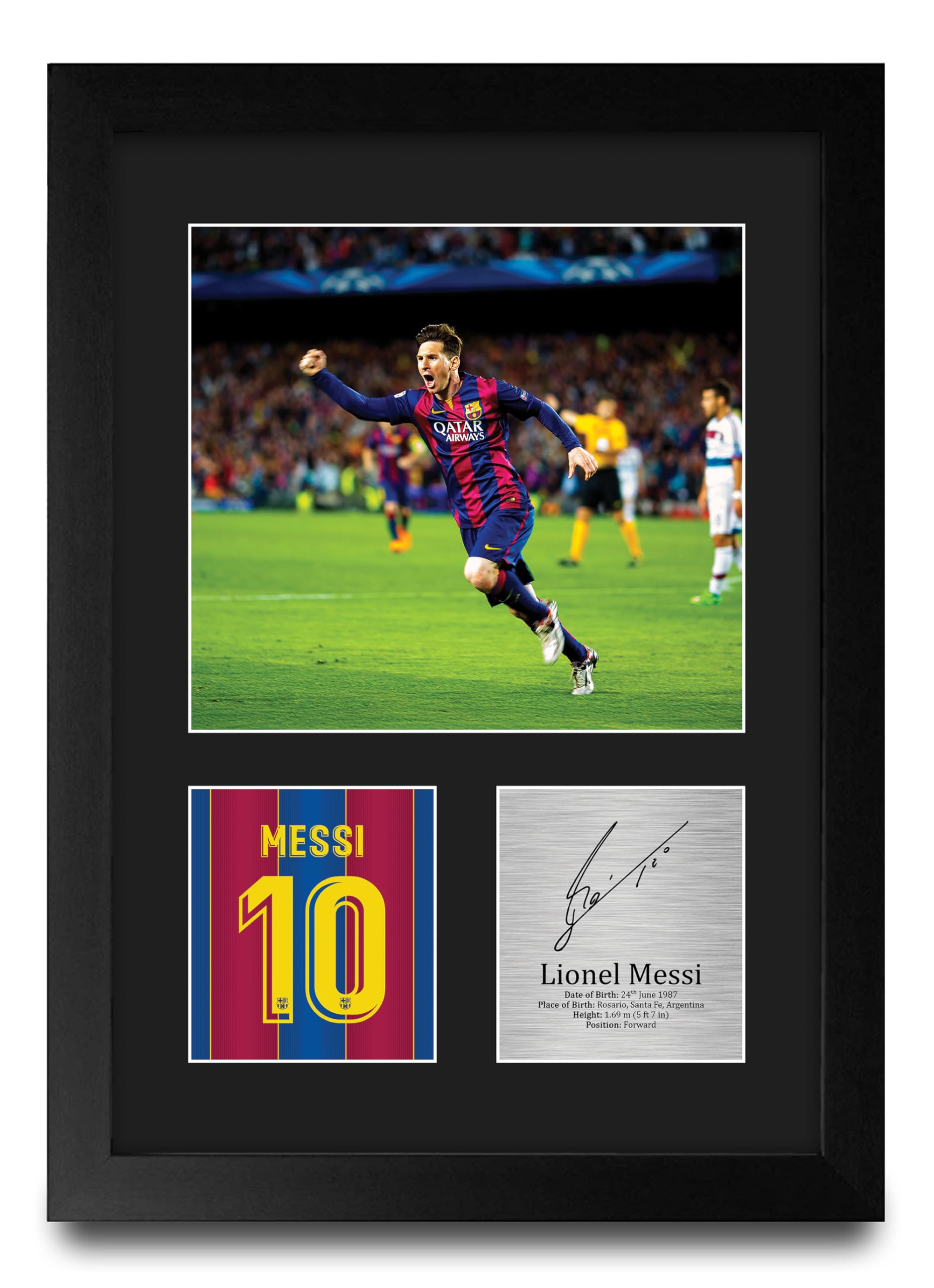 HWC Trading Lionel Messi Barcelona Gifts Printed Signed Autograph Picture for Football Fans and Supporters - A4 Portrait Framed