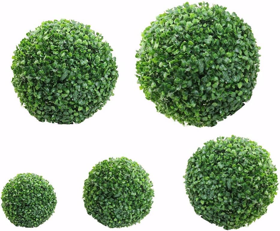 Ejoyous Artificial Boxwood Topiary Ball, Decoration Plants Grass Ball Green Plastic Plant Ball Round Plastic Plant Ball Decoration for Home Outdoor Wedding Party Christmas