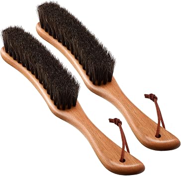 Bokon 2 Pcs Lint Brushes for Clothes with 100% Soft Horse Hair Bristle Beech Wood Handle Natural Reusable Garment Brush Lint Remover for Hat Wool Coats Suits Hat Velvet Furniture Pet Hair Shoe
