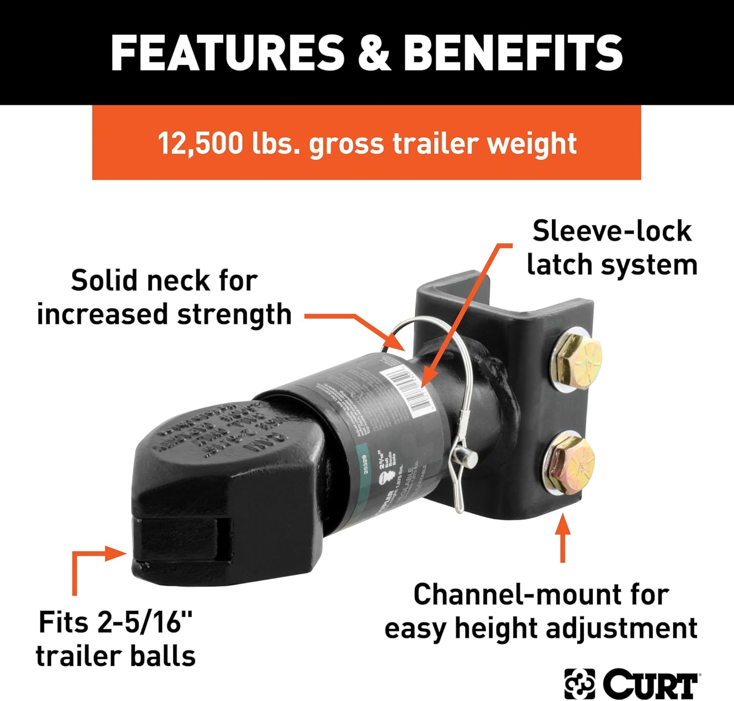 Curt 25329 Adjustable Sleeve-Lock Coupler