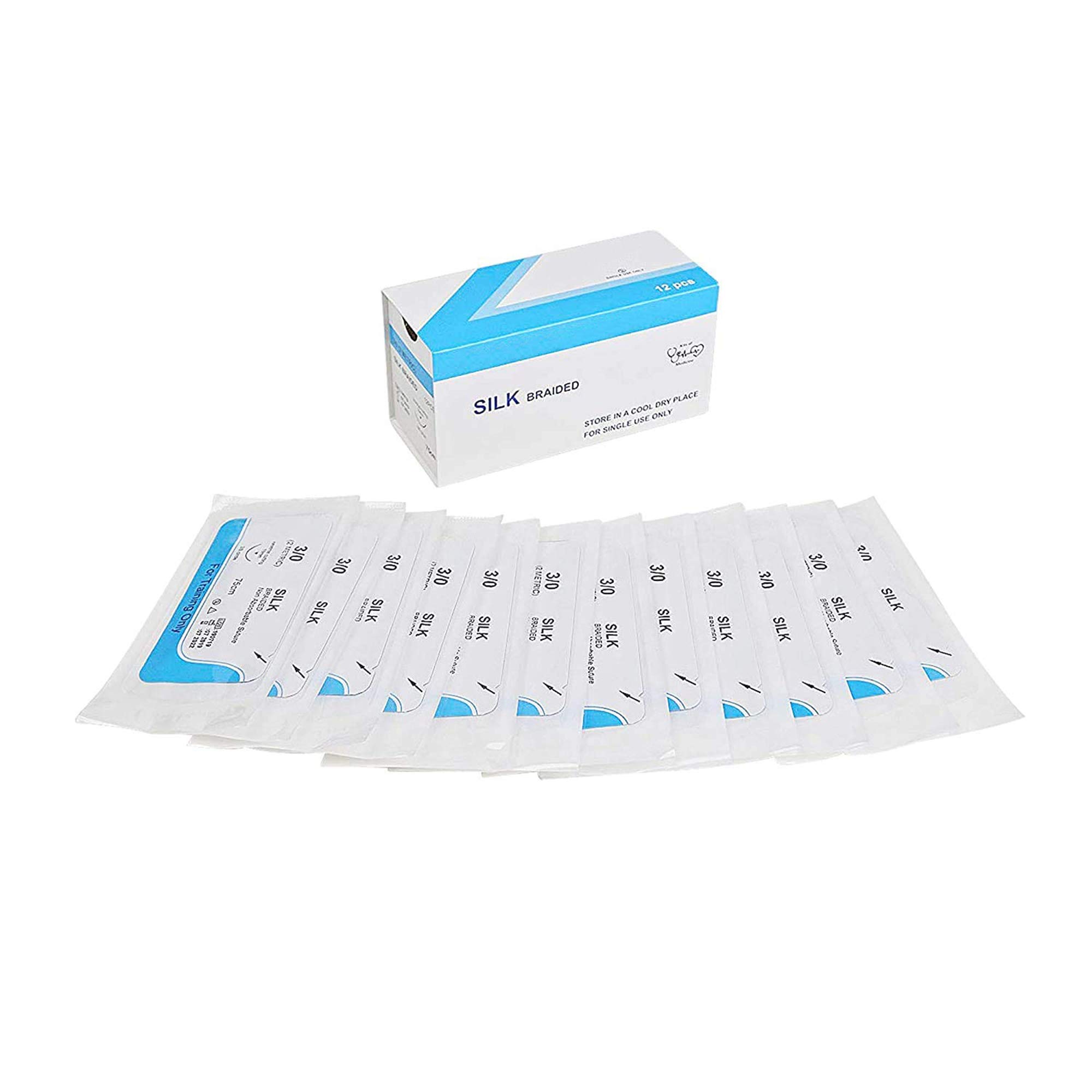 Silk Suture Thread (12 Pack) | Best Suture Practice Thread | for Medical Students, Doctors, Dental, Nurses and Veterinarians | Silk 3/0 Suture Thread | Suture Practice Kit Add-on
