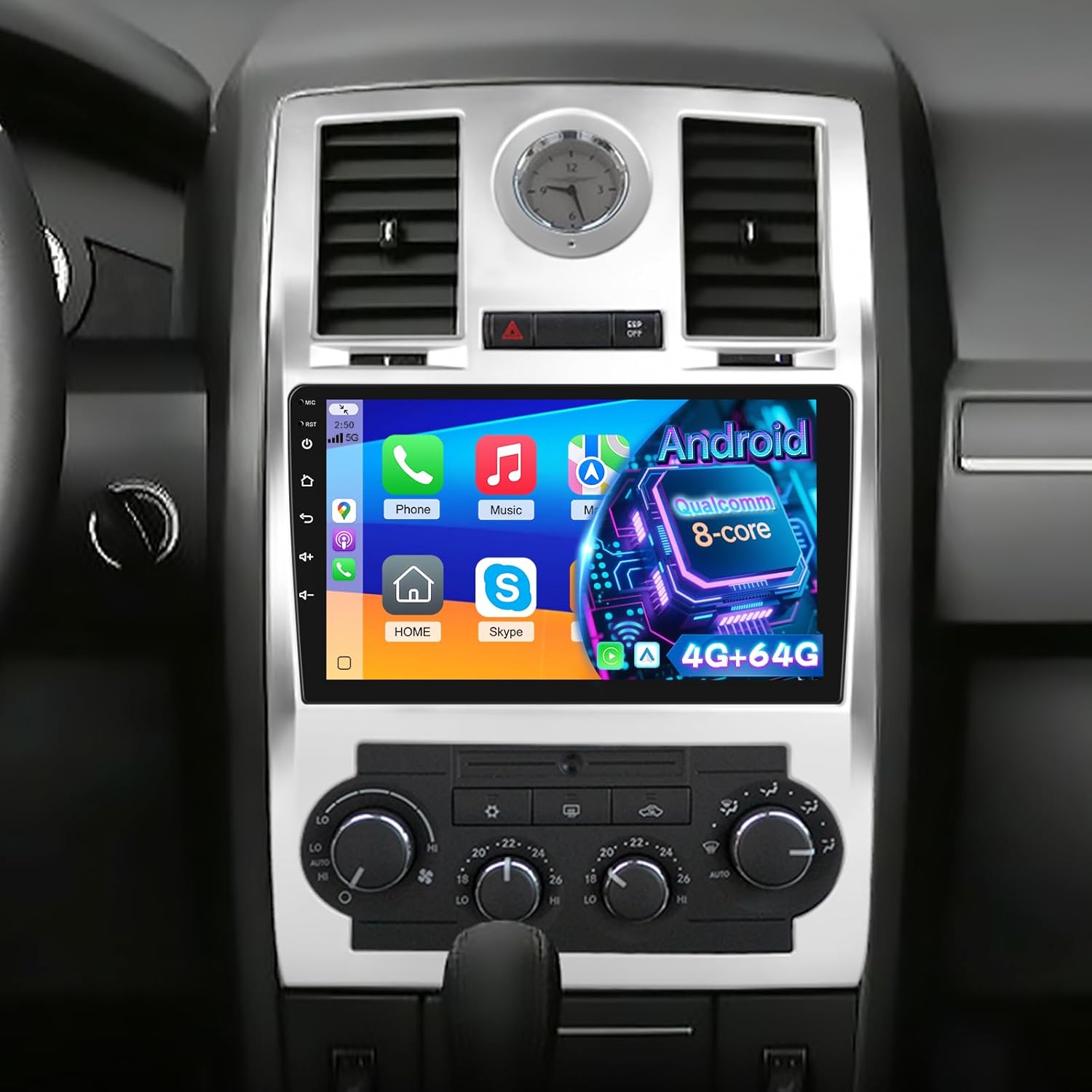 8 Core 4+64G Radio for Chrysler 300 2005 2006 2007 2008 2009 2010, Android Chrysler 300 Car Stereo -Carplay/Android Auto/Bluetooth 5.1/SWC/FM RDS/9 inches Screen