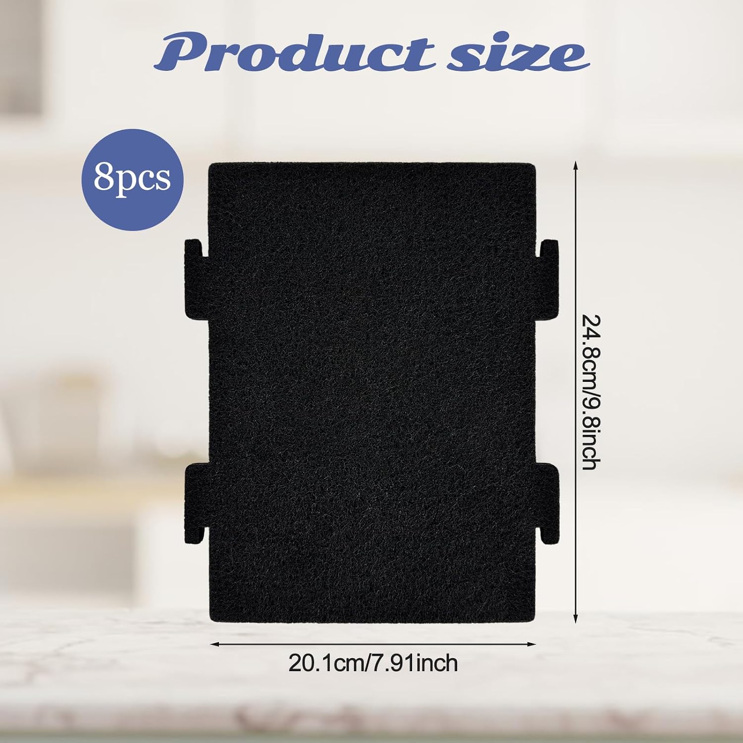 8 Pack Replacement Air Filters for Microwave Oven, Premium Activated Charcoal Air Filters Compatible with Whirlpool Over The Range Microwaves YKMLS311, YWML55011, WML75011