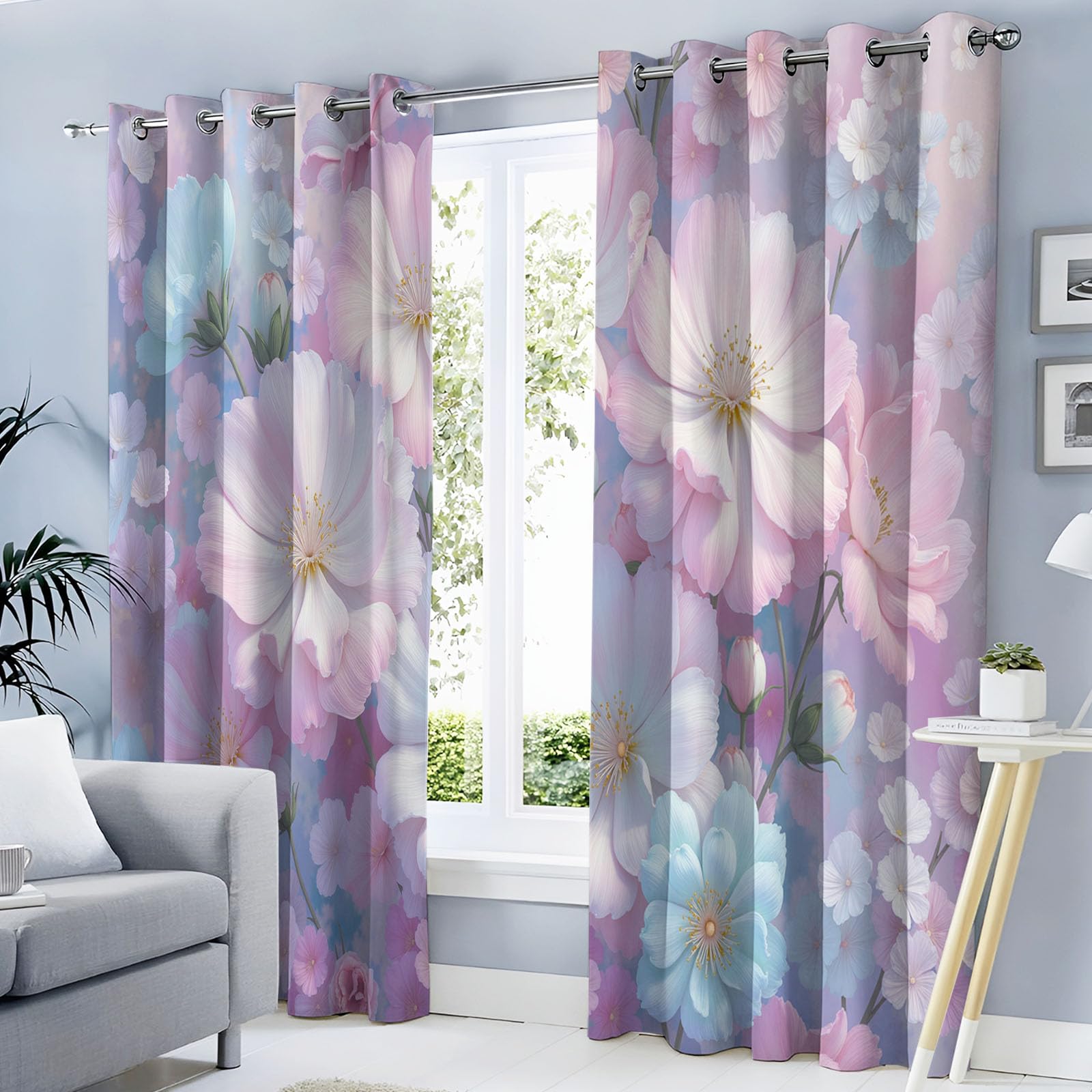 Rideaux occultants floraux 140x200 cm lot de 2 isolants