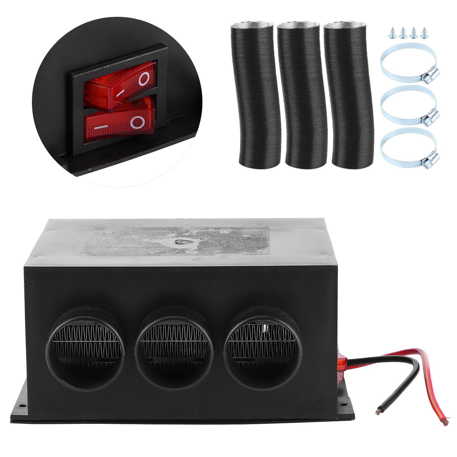 Calentador de Coche Portátil 12V, 3 Orificios de Calefacción Rápida con Función Desempañado y Desescarchado, para Parabrisas y Eliminación de Niebla, para Invierno, Viajes Diarios