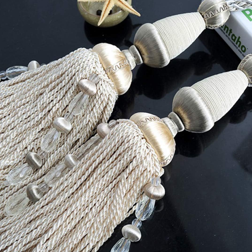 Curtain Tiebacks,Curtain Ties for Drapes,Modern Curtain Tassel Luxury Beaded Embellished Curtain Tieback Rope Elegant European Window Drapery Holdback for Home (Style3 OneSize)