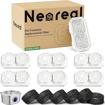 Neareal Official 6-Pack Replacement Filters for 108oz/3.2L Pet Fountain